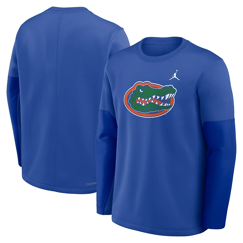 T-shirt à manches longues Jordan Brand Royal Florida Gators 2025 Sideline Coach Therma-FIT pour homme