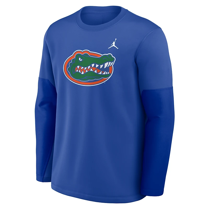 T-shirt à manches longues Jordan Brand Royal Florida Gators 2025 Sideline Coach Therma-FIT pour homme
