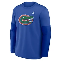 T-shirt à manches longues Jordan Brand Royal Florida Gators 2025 Sideline Coach Therma-FIT pour homme