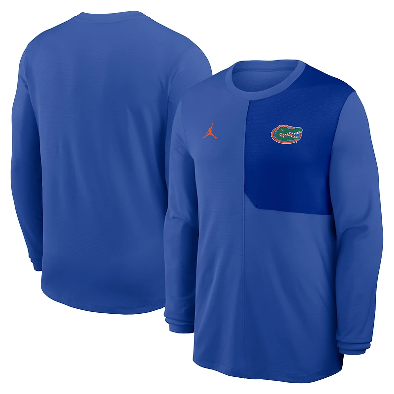 Men's Jordan Brand Royal Florida Gators 2025 Sideline Coach UV Dri-FIT Long Sleeve Shirt