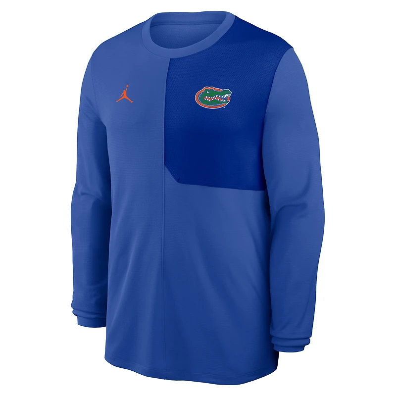 Men's Jordan Brand Royal Florida Gators 2025 Sideline Coach UV Dri-FIT Long Sleeve Shirt