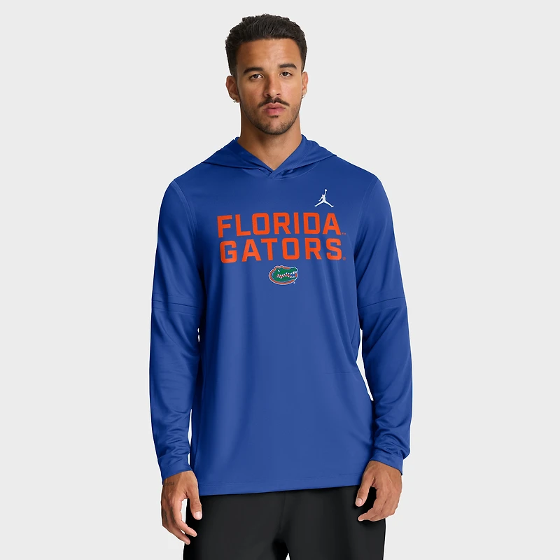 Men's Jordan Brand Royal Florida Gators 2025 Sideline Dri-FIT Long Sleeve Hoodie T-Shirt