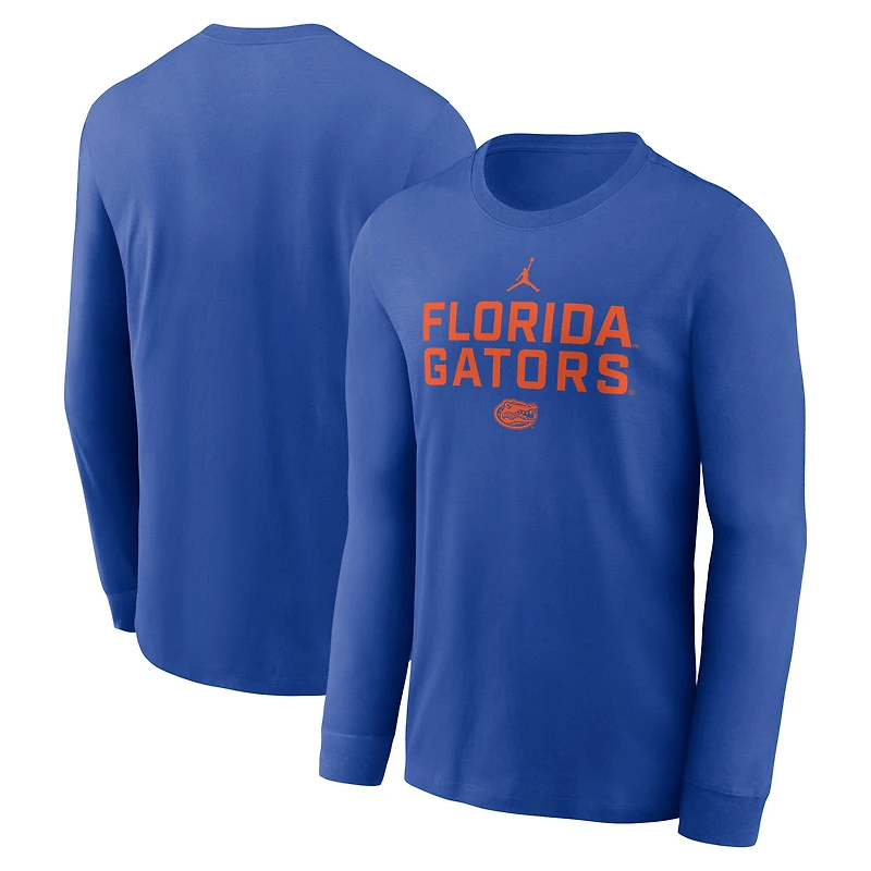 T-shirt à manches longues Jordan Brand Royal Florida Gators 2025 Sideline Dri-FIT pour homme
