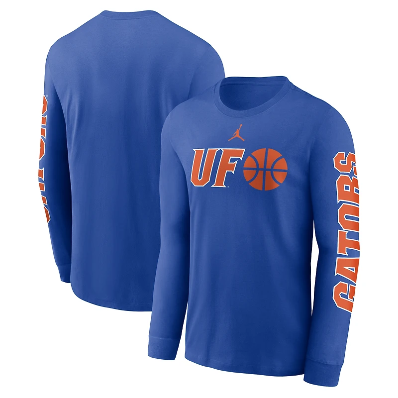 T-shirt à manches longues Jordan Brand Royal Florida Gators Basketball Icon Two-Hit pour homme