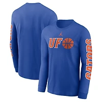 T-shirt à manches longues Jordan Brand Royal Florida Gators Basketball Icon Two-Hit pour homme