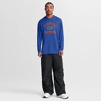 Men's Jordan Brand Royal Florida Gators Primetime Arch Tri-Blend Dri-FIT Long Sleeve Hooded T-Shirt