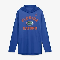 Men's Jordan Brand Royal Florida Gators Primetime Arch Tri-Blend Dri-FIT Long Sleeve Hooded T-Shirt