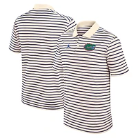 Men's Jordan Brand Tan/Royal Florida Gators Primary Logo Striped Dri-FIT Polo