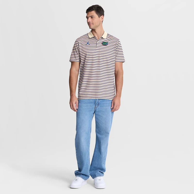 Polo rayé Dri-FIT pour homme Jordan Brand Tan/Royal Florida Gators avec logo principal