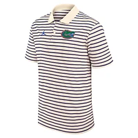 Men's Jordan Brand Tan/Royal Florida Gators Primary Logo Striped Dri-FIT Polo