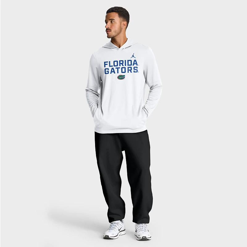 T-shirt à capuche et manches longues Jordan Brand blanc Florida Gators 2025 Sideline Dri-FIT pour homme