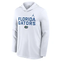 T-shirt à capuche et manches longues Jordan Brand blanc Florida Gators 2025 Sideline Dri-FIT pour homme