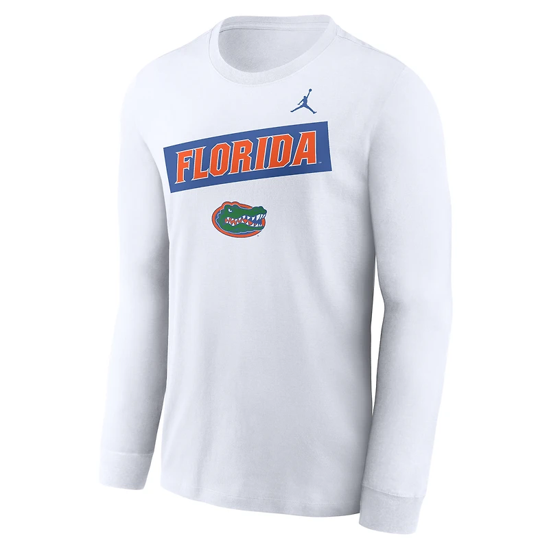 Men's Jordan Brand White Florida Gators Two-Hit Classic Location Long Sleeve T-Shirt