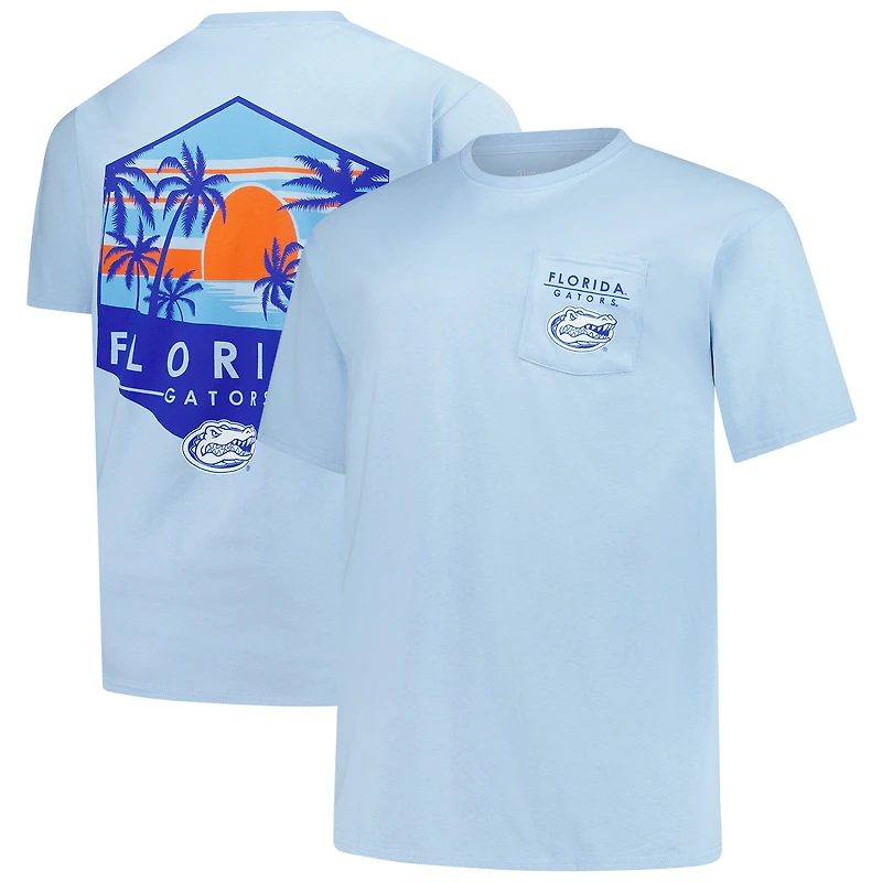 Men's Light Blue Florida Gators Big & Tall Landscape Shield Essential Pocket T-Shirt