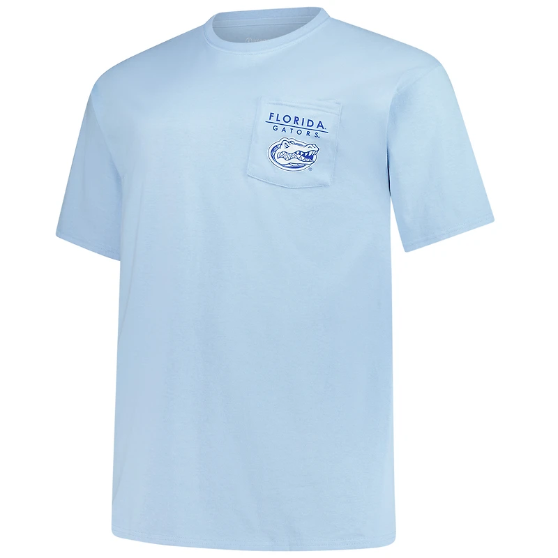 Men's Light Blue Florida Gators Big & Tall Landscape Shield Essential Pocket T-Shirt
