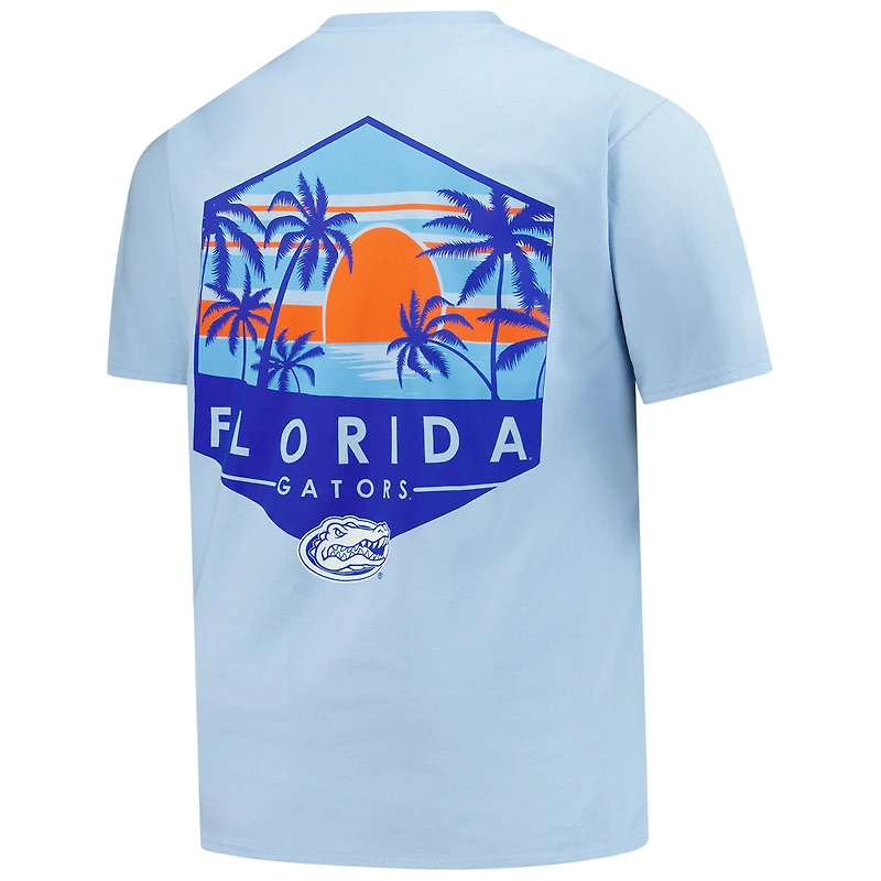 Men's Light Blue Florida Gators Big & Tall Landscape Shield Essential Pocket T-Shirt