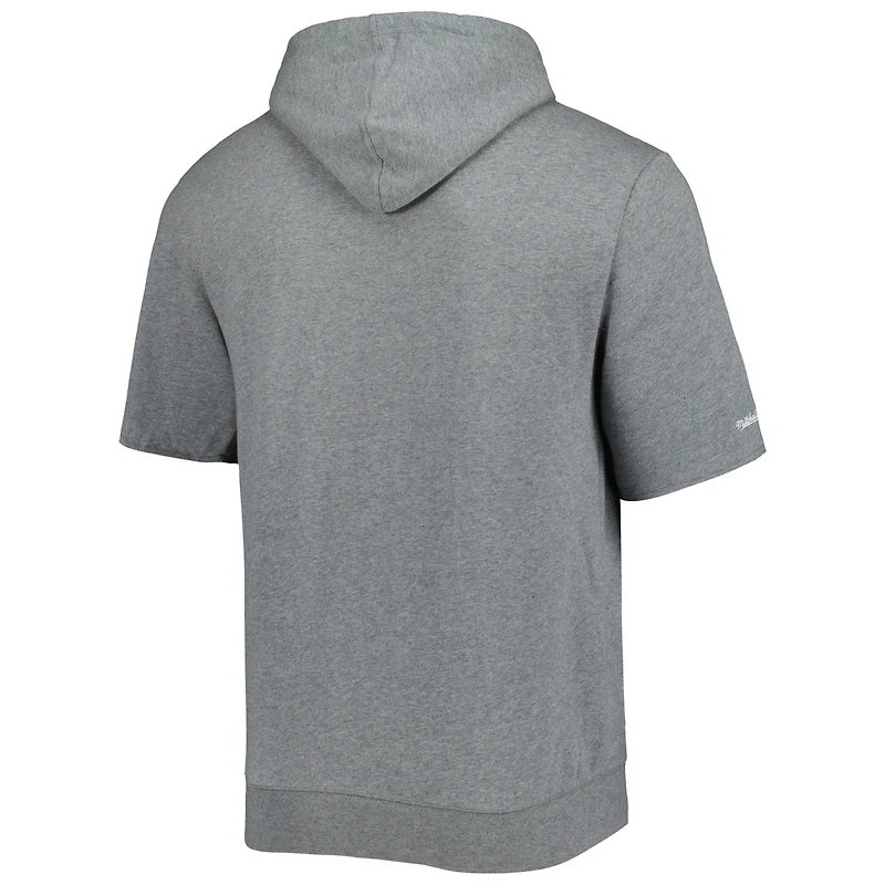 Sweat à capuche manches courtes avec logo des Florida Gators Mitchell & Ness gris chiné pour hommes