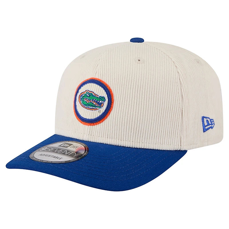 Casquette ajustable 9SEVENTY en velours côtelé New Era crème/bleu royal des Florida Gators pour homme