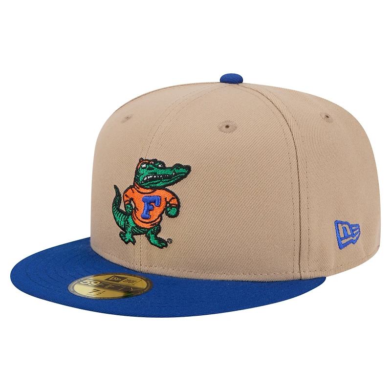 Men's New Era Khaki Florida Gators Throwback Two-Tone 59FIFTY Fitted Hat