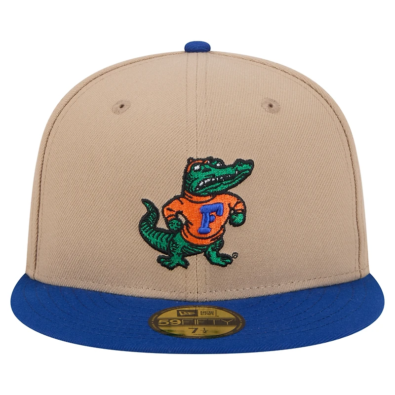 Men's New Era  Khaki Florida Gators Throwback Two-Tone 59FIFTY Fitted Hat