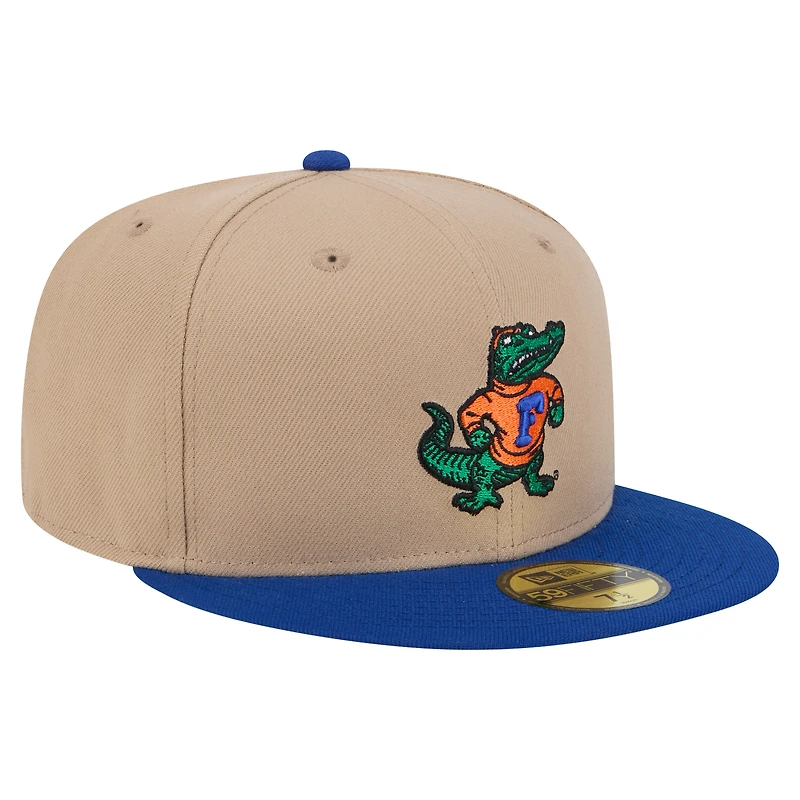 Men's New Era  Khaki Florida Gators Throwback Two-Tone 59FIFTY Fitted Hat