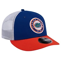 Men's New Era Royal Florida Gators Throwback Circle Patch 9FIFTY Trucker Snapback Hat