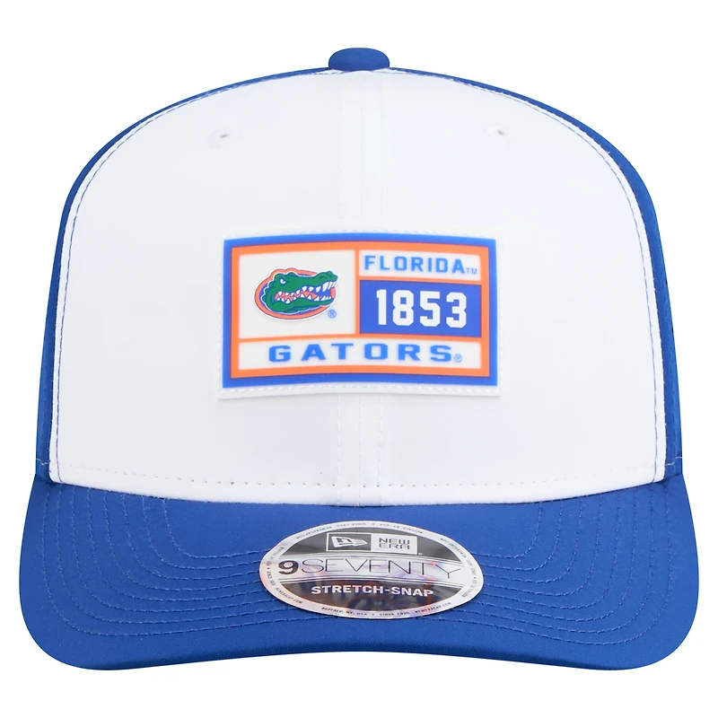 Men's New Era White/Royal Florida Gators Perforated Patched 9SEVENTY Adjustable Hat