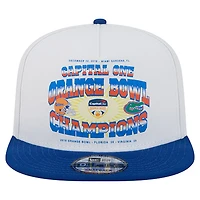 Casquette New Era blanche/bleu marine rétro Florida Gators 2019 Orange Bowl Champions 9FIFTY A-Frame Snapback pour homme
