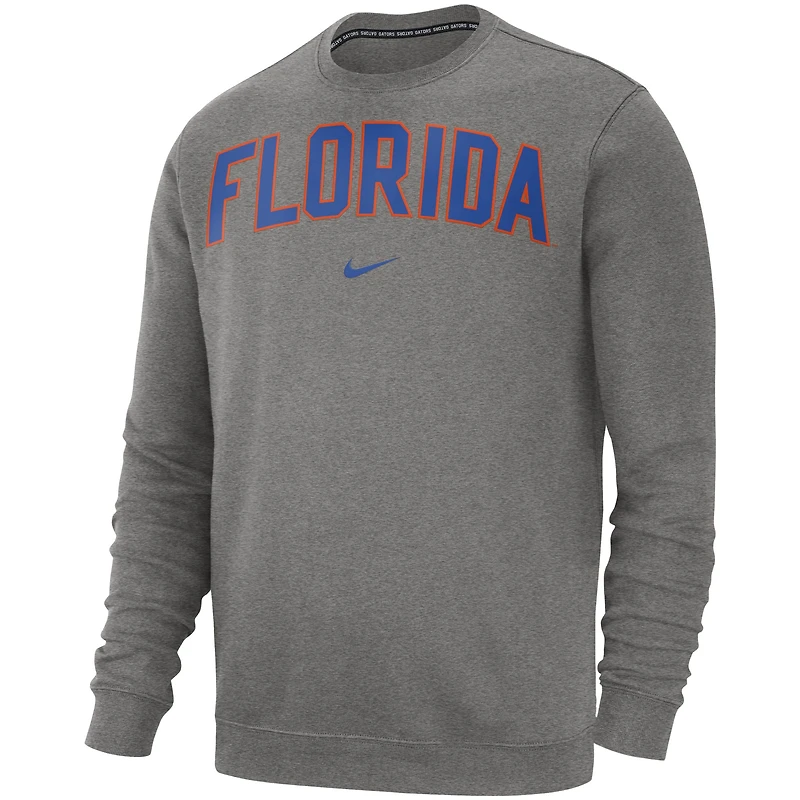 Sweat-shirt en polaire Nike Florida Gators Club pour homme, gris chiné