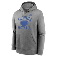 Men's Nike Heather Gray Florida Gators Legacy Football Icon Club Fleece Pullover Hoodie