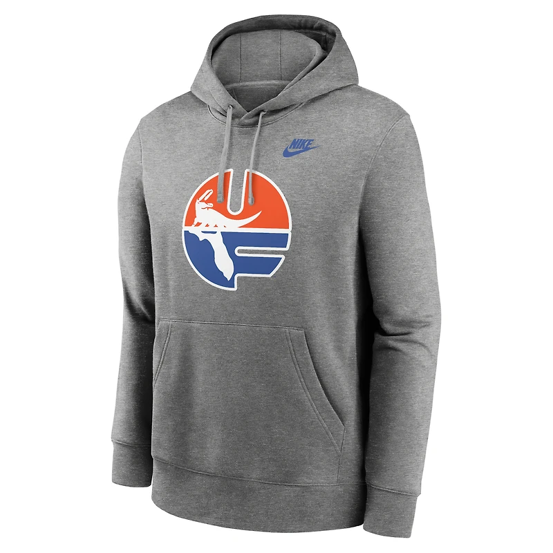 Sweat à capuche en molleton Nike Florida Gators Legacy Logo Club pour homme, gris chiné