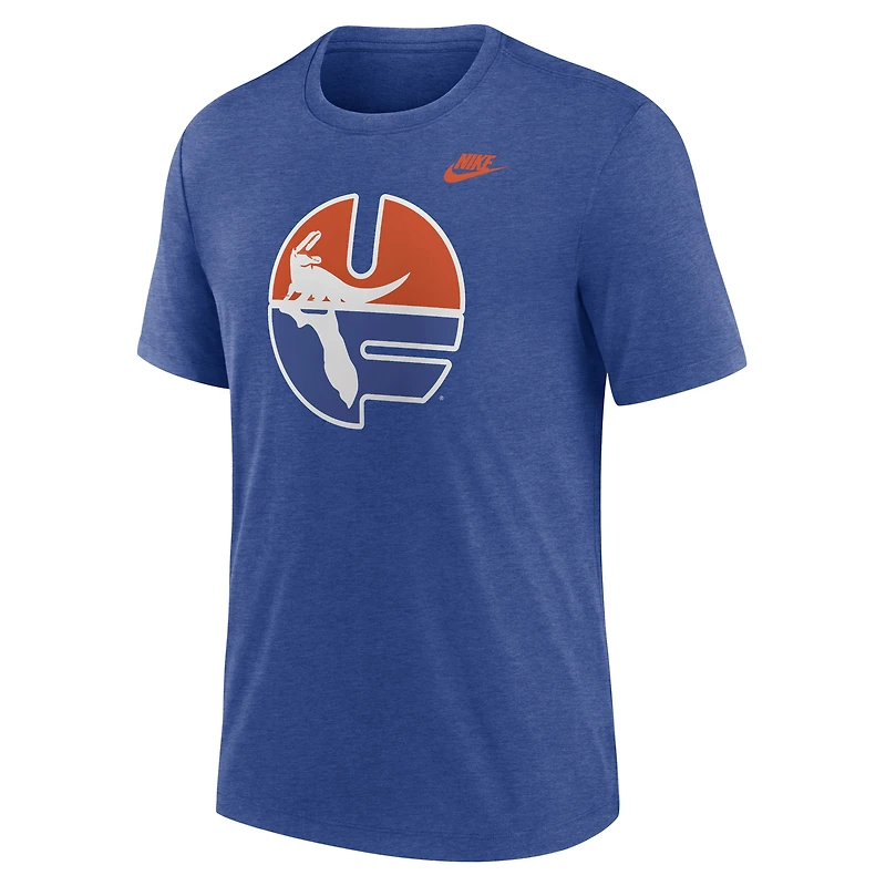 Men's Nike Heather Royal Florida Gators Blitz Legacy Primary Tri-Blend T-Shirt