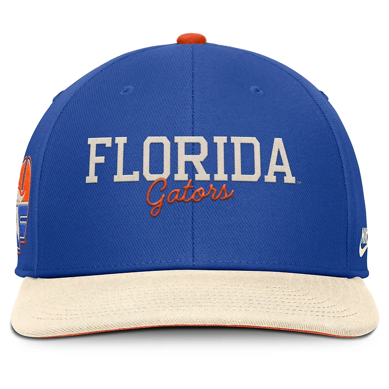 Casquette Nike Florida Gators Pro Legacy Snapback pour homme, bleu royal/crème