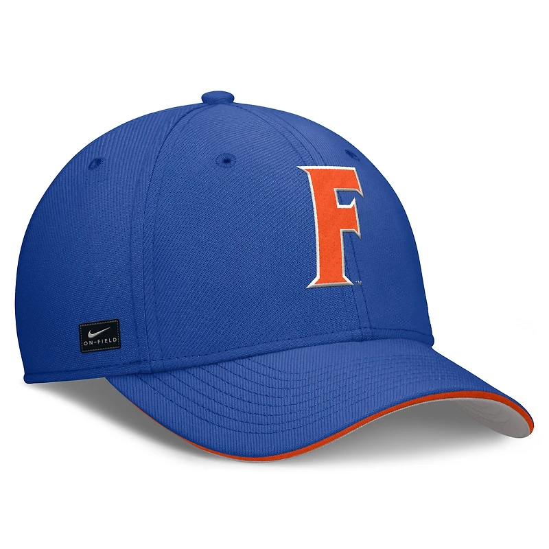 Men's Nike Royal Florida Gators 2025 Dugout Coaches Rise Swoosh Performance Flex Hat