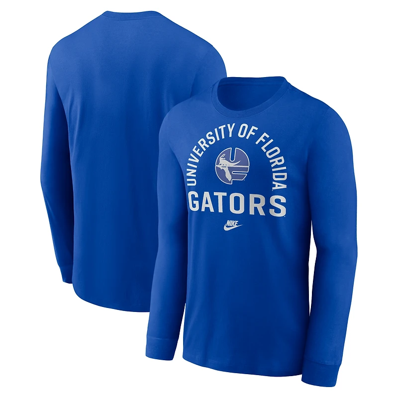Men's Nike Royal Florida Gators Legacy Arched Logo Long Sleeve T-Shirt