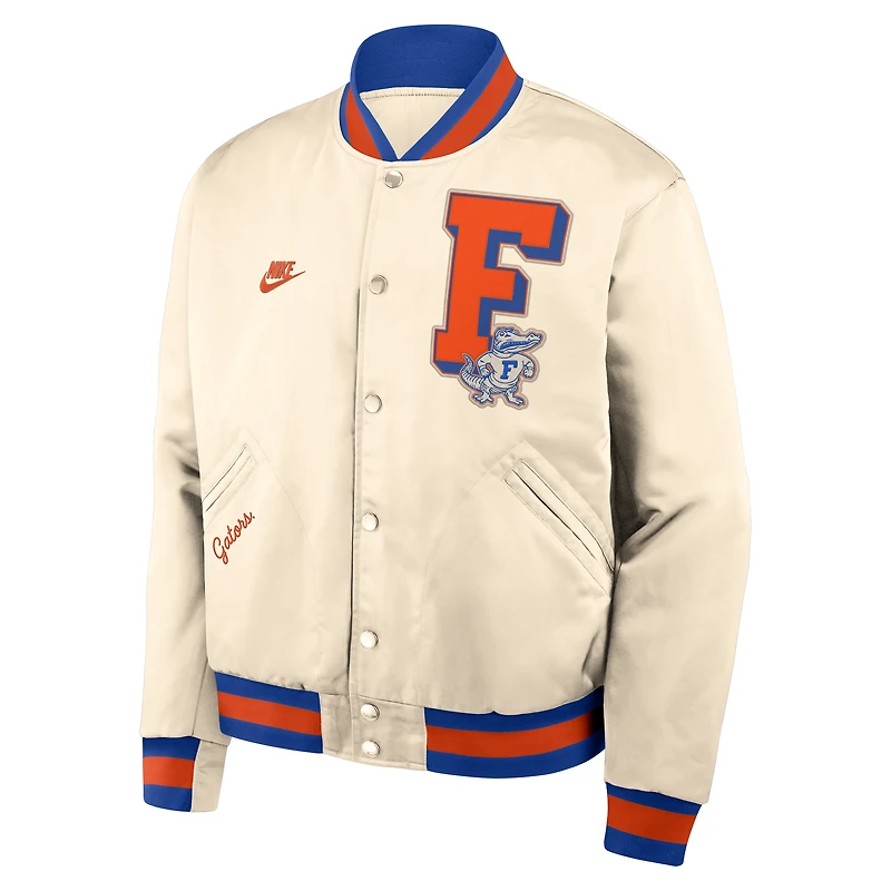 Veste aviateur Nike Tan Florida Gators Legacy à boutons-pression pour homme