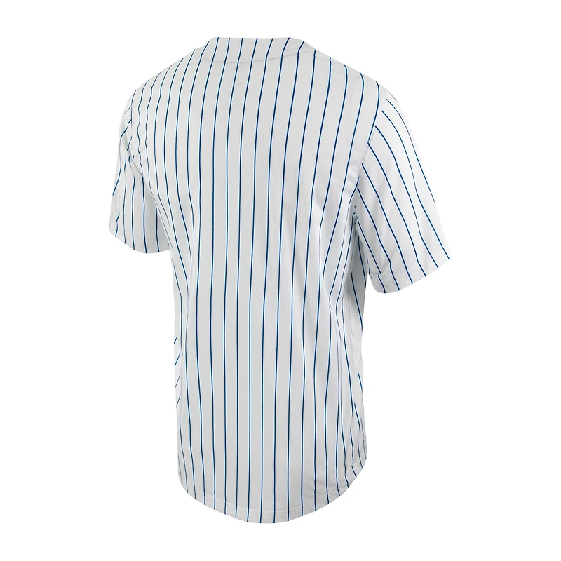 Maillot de baseball réplique à boutons complets Nike pour homme blanc/Royal Florida Gators Pinstripe