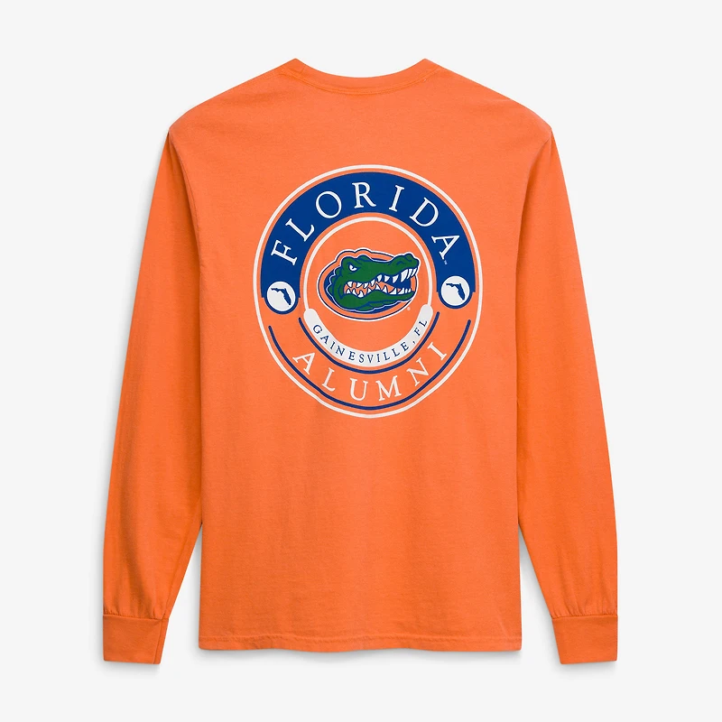 T-shirt à manches longues pour hommes, logo des anciens élèves Florida Gators, orange, avec sceau circulaire