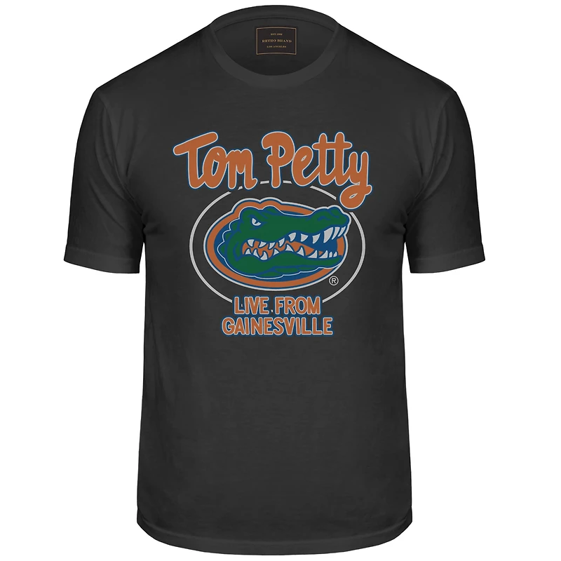 T-shirt rétro original pour homme de la marque Tom Petty Black Florida Gators Label
