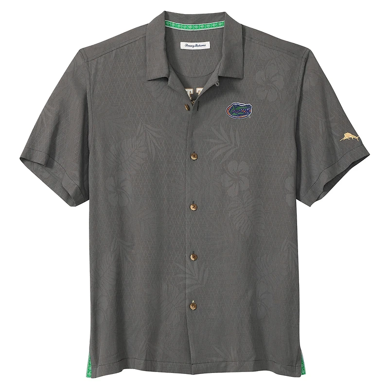 Men's Tommy Bahama Gray Florida Gators Catch of the Day Camp IslandZone Button-Up Shirt