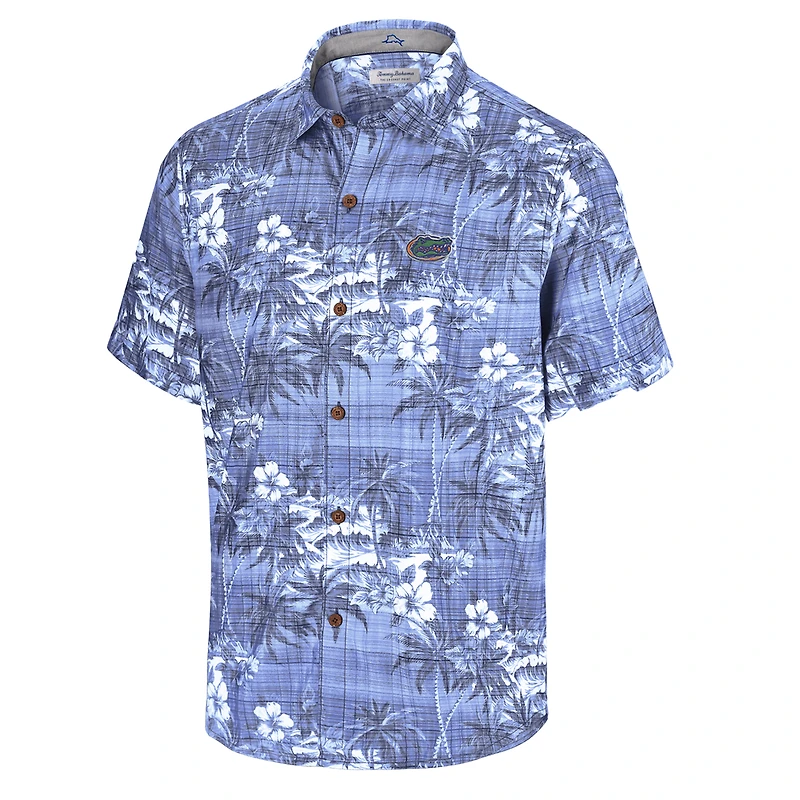 Men's Tommy Bahama Royal Florida Gators Coconut Point Palmetta IslandZone Camp Button-Up Shirt