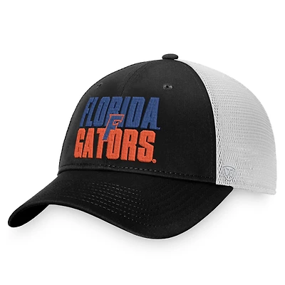 Casquette Snapback Top of the World pour hommes, noir/blanc, Florida Gators Stockpile Trucker