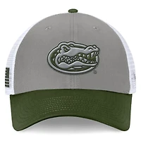 Casquette réglable pour hommes, Top of the World, gris/vert, Florida Gators OHT, badge d'appréciation militaire, camionneur
