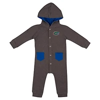 Newborn & Infant Colosseum Charcoal Florida Gators Zando-Zan Waffle Full-Snap Hooded Romper