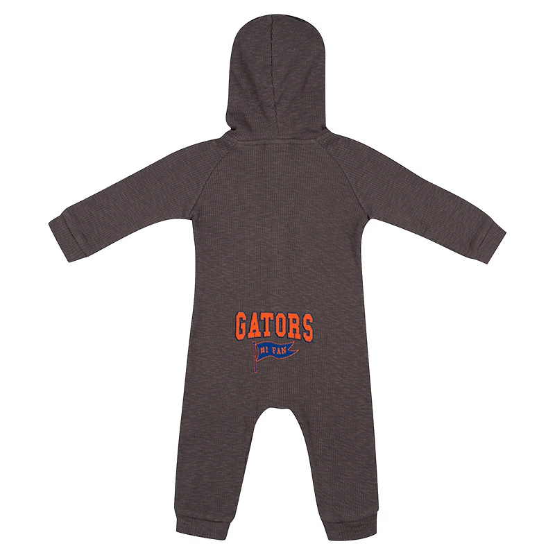 Newborn & Infant Colosseum Charcoal Florida Gators Zando-Zan Waffle Full-Snap Hooded Romper