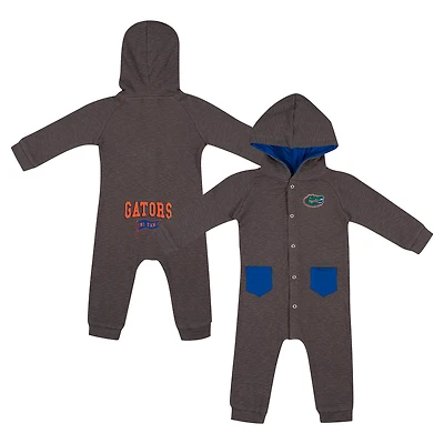 Barboteuse à capuche et boutons-pression en tissu gaufré Zando-Zan pour nouveau-né bébé Colosseum Charcoal Florida Gators
