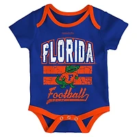 Newborn & Infant Mitchell Ness Royal Florida Gators 3-Pack Bodysuit, Bib and Bootie Set