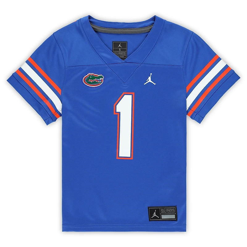 Maillot de jeu Jordan Brand #1 Royal Florida Gators Untouchable Replica pour enfants d'âge préscolaire