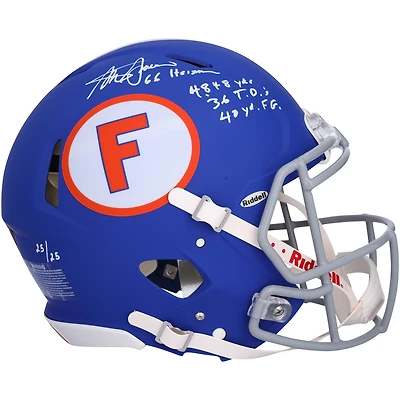 Steve Spurrier Florida Gators Autographed Riddell Throwback Royal Speed Authentic Helmet with Multiple Inscriptions