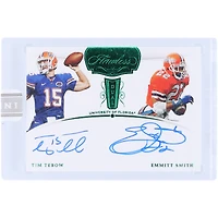 Tim Tebow et Emmitt Smith Florida Gators autographiés 2018 Panini Flawless Dual Auto White Box #DS-TE #1/1 Card